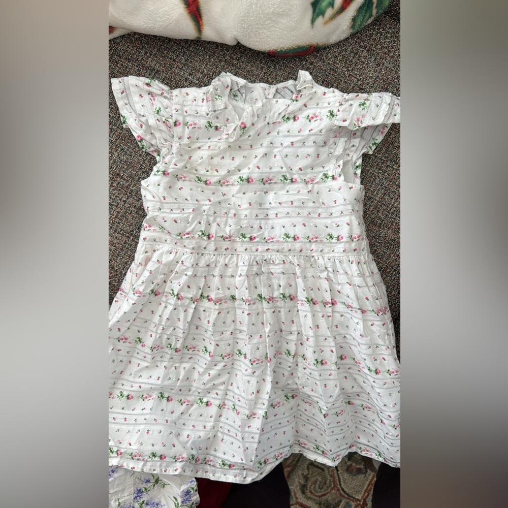 Janie and Jack White Dress with Pink Floral Design